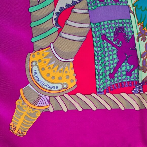 HERMES PARIS Carre 90 Etendards et Bonnieres Scarf 1984 Created By Annie Faivre - Picture 3 of 12